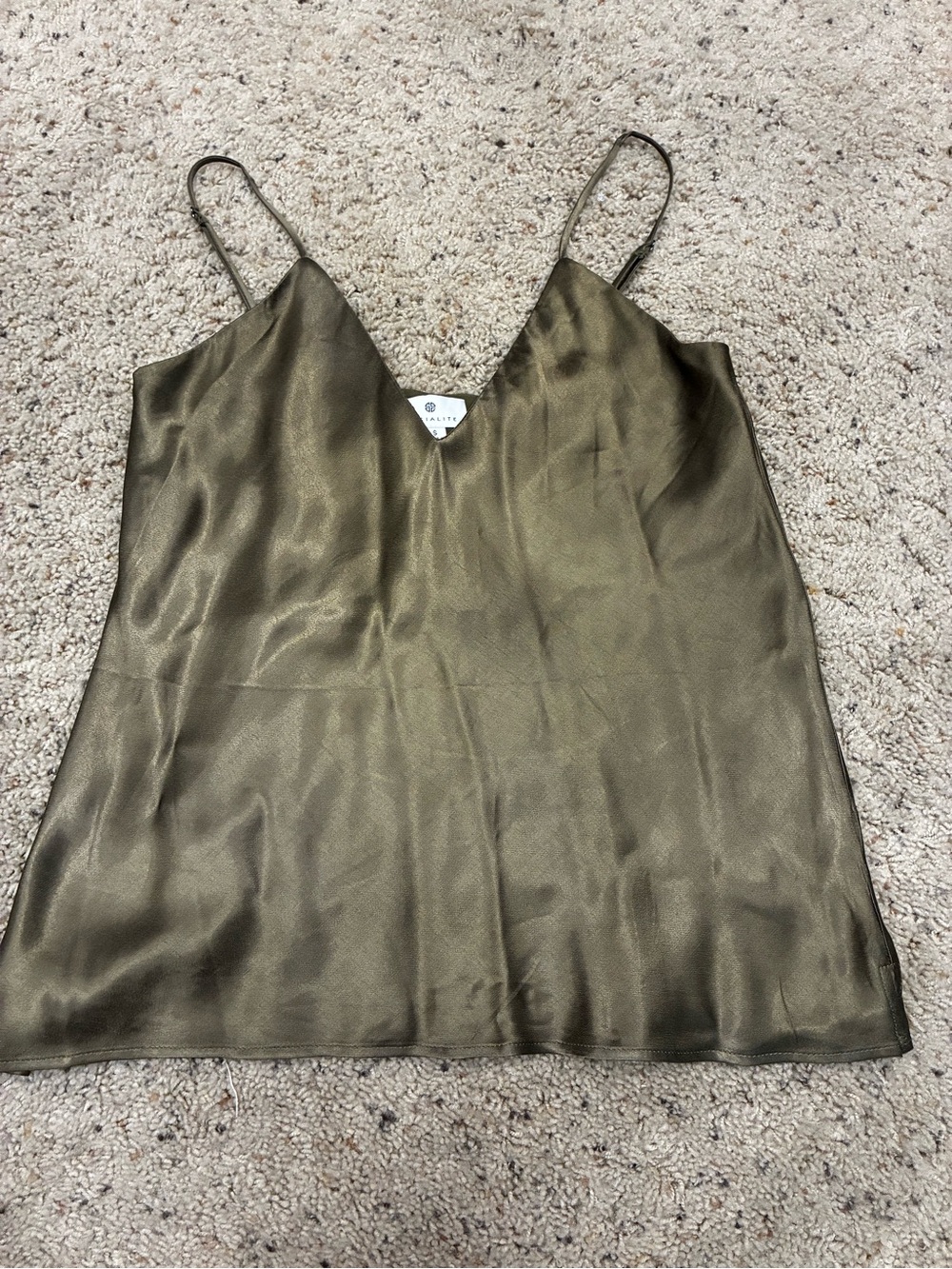 Socialite Olive Satin V-Neck Cami